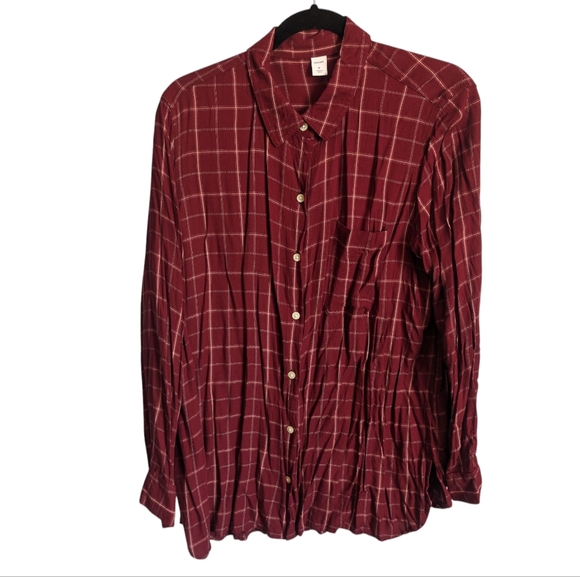 Old Navy red plaid lightweight top xl - Picture 1 of 6